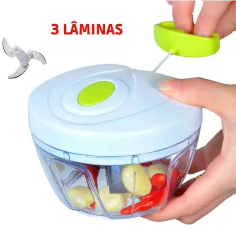 Processador Manual Triturador de Alimentos 3 Lâminas 500ml