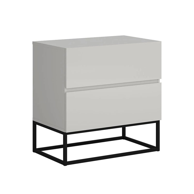 Mesa Cabeceira com 2 Gavetas estilo Industrial com Pés Dourado