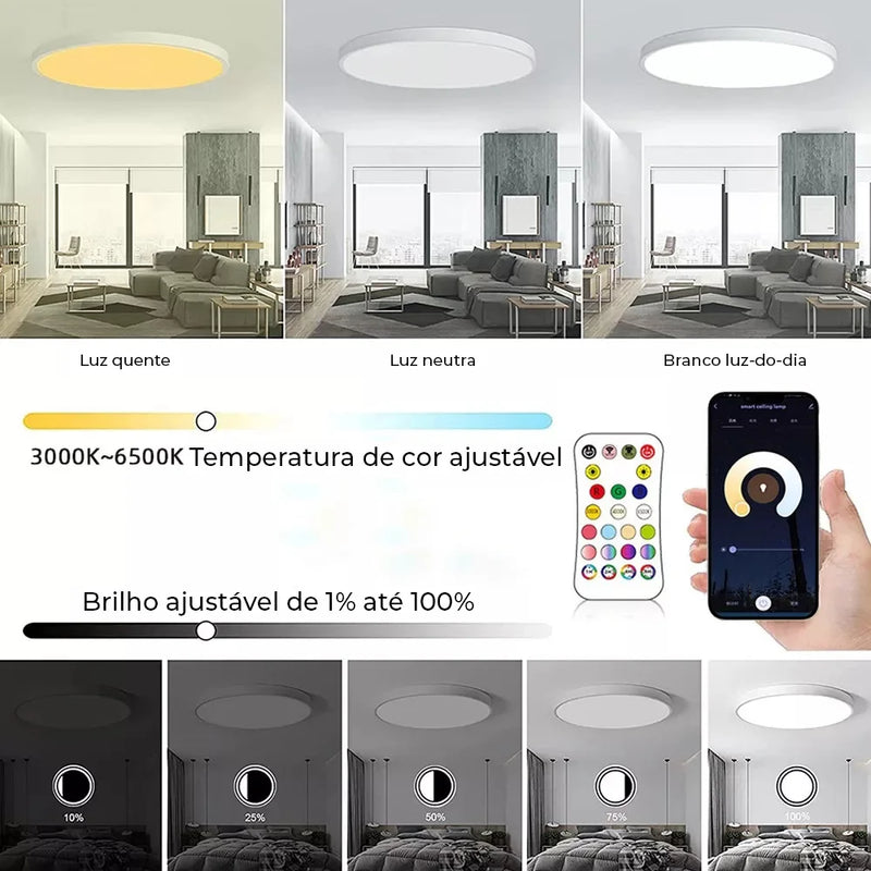 Luz de Teto Redonda Inteligente Tuya WiFi e RGB