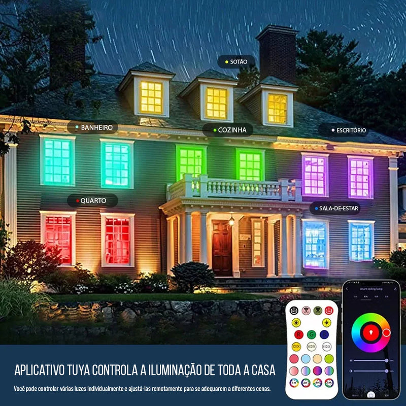 Luz de Teto Redonda Inteligente Tuya WiFi e RGB