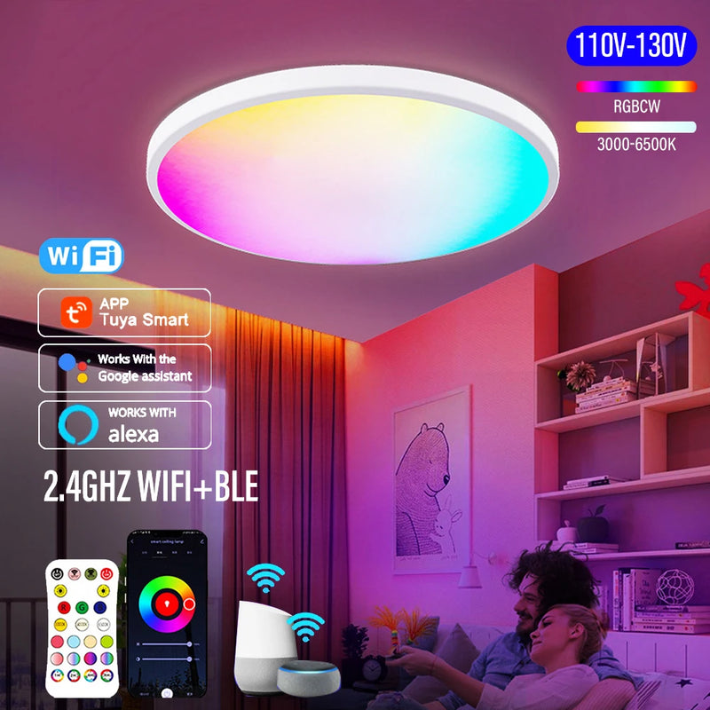 Luz de Teto Redonda Inteligente Tuya WiFi e RGB