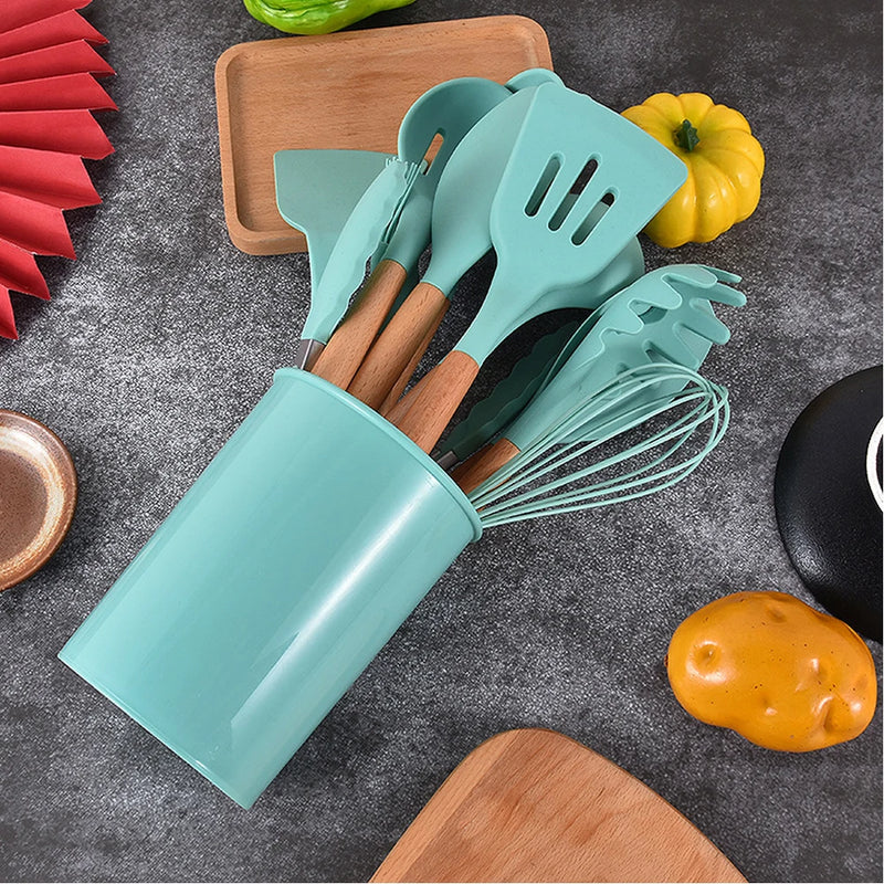 Kit Completo com 12 Utensílios de Cozinha em Silicone Macio