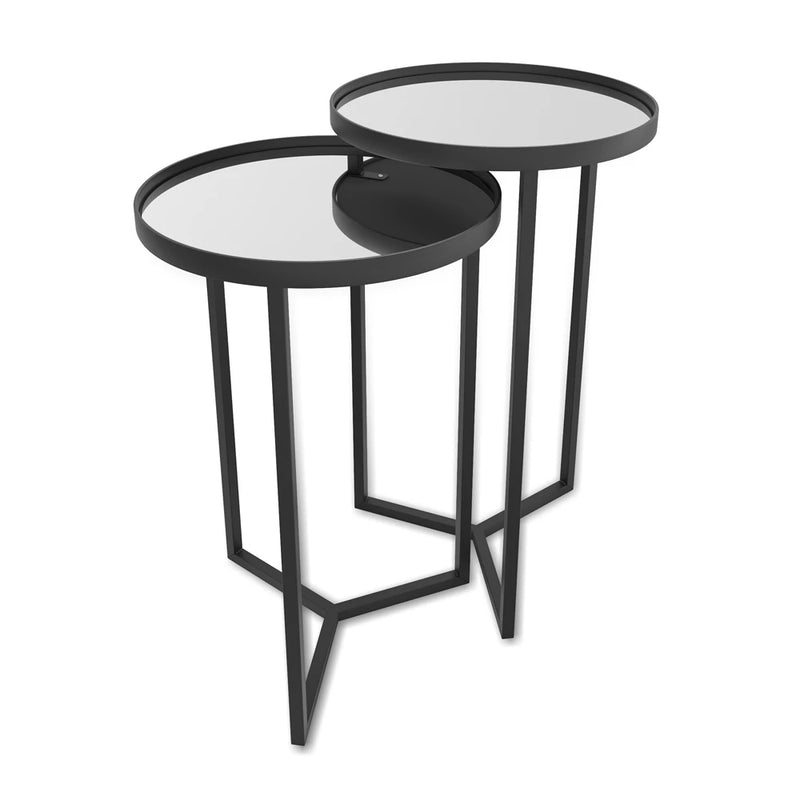 Conjunto de Mesa Lateral Aço Com Espelho Steel Glass Estilo Industrial Várias Cores