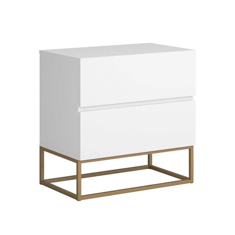 Mesa Cabeceira com 2 Gavetas estilo Industrial com Pés Dourado