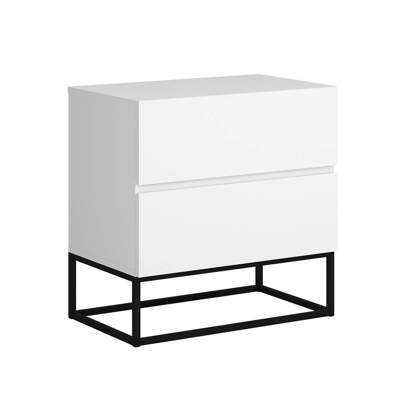 Mesa Cabeceira com 2 Gavetas estilo Industrial com Pés Dourado