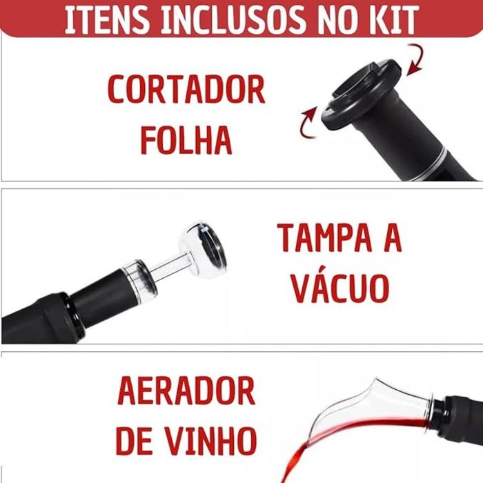 Abridor de Vinho Automático Saca Rolhas Elétrico WinePro©