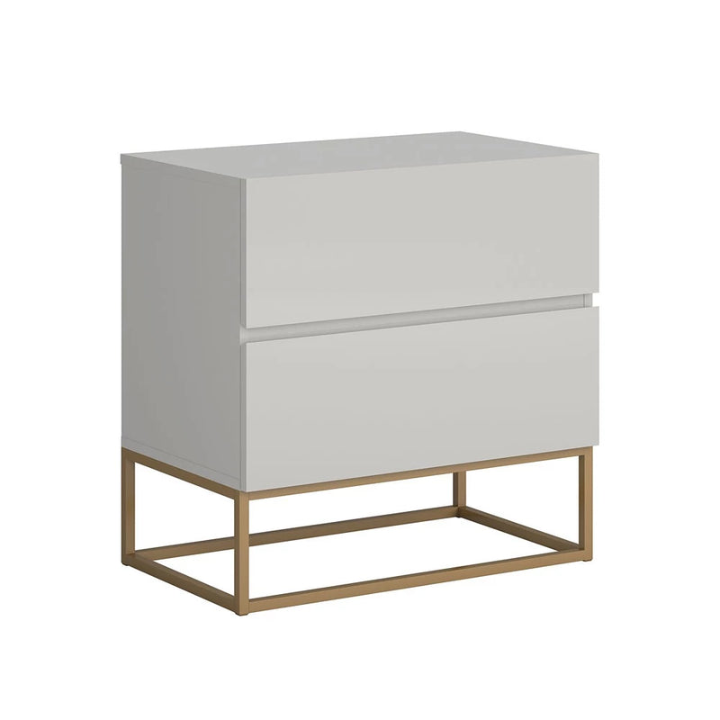 Mesa Cabeceira com 2 Gavetas estilo Industrial com Pés Dourado