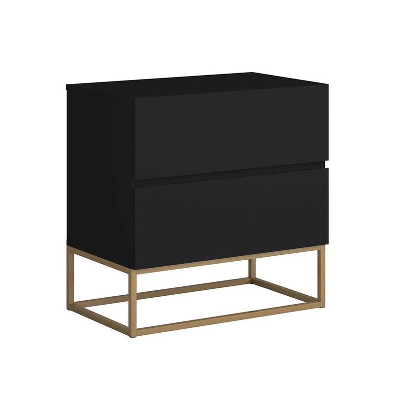 Mesa Cabeceira com 2 Gavetas estilo Industrial com Pés Dourado