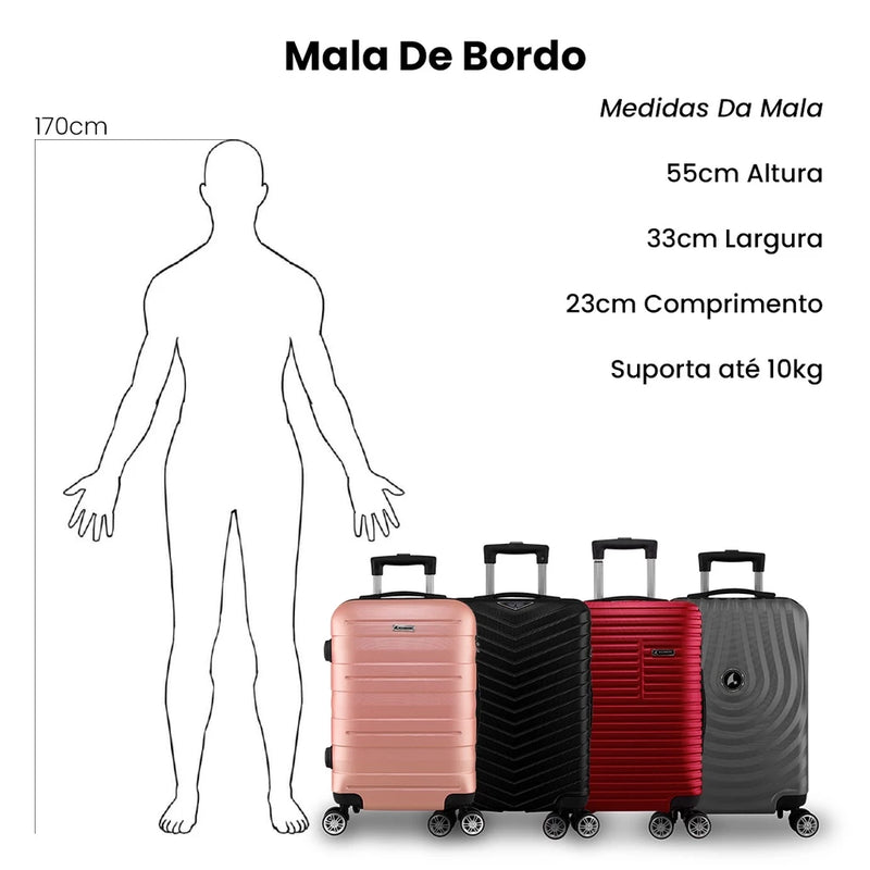 Kit Mala de Bordo + Frasqueira Grátis Padrão ANAC