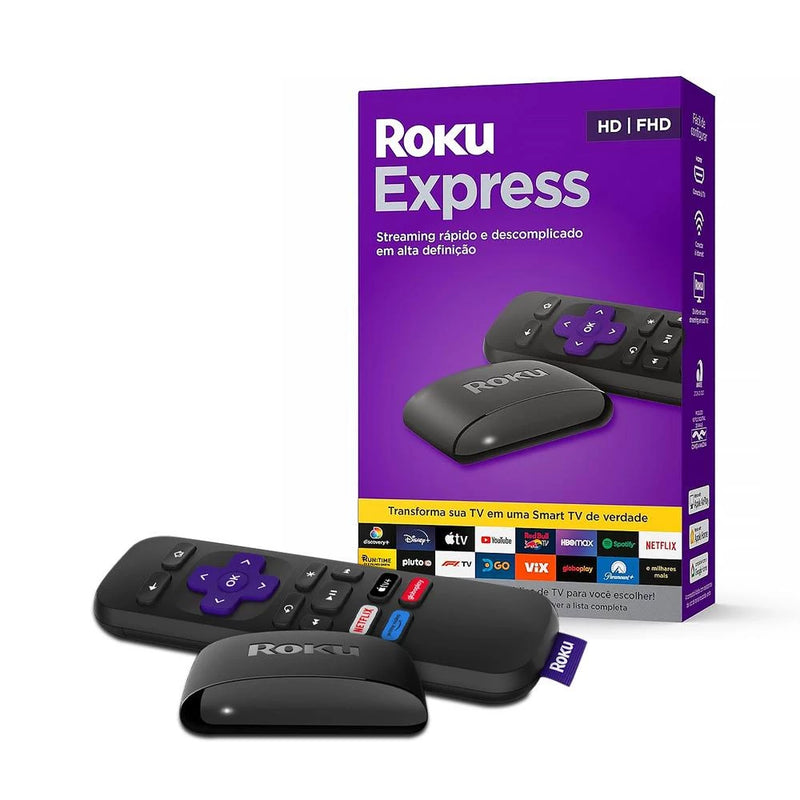 Roku Express 2023 3960br FullHD Streaming Player Conversor Smart TV Wi-fi 2.4 Ghz/5 Ghz com Controle