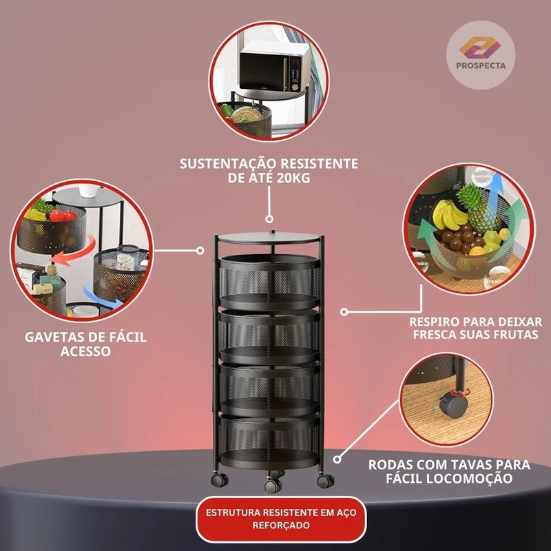 Fruteira com Cesto Organizador e Rodinhas | AmigavemK™