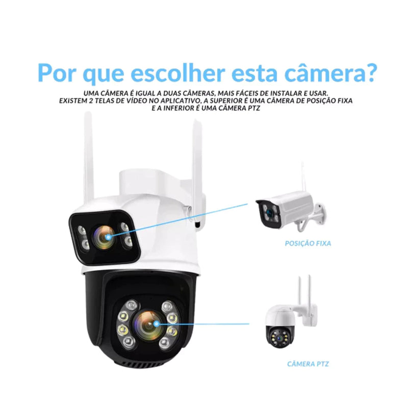 Camera Segurança Externa Lente Dupla Rastreamento Zoom A28b Wi-Fi