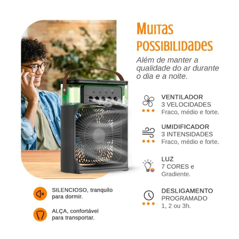 Mini Ventilador Climatizador De Ar Umidificador Portátil