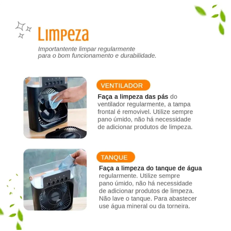 Mini Ventilador Climatizador De Ar Umidificador Portátil